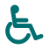 teal colored graphic of a person sitting in a wheel chair